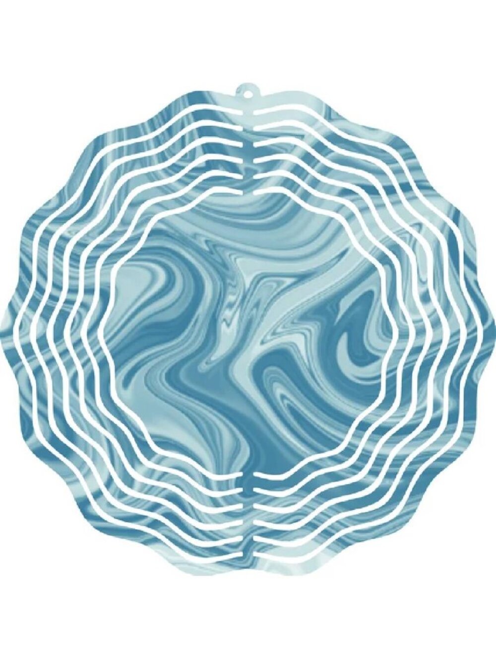 3D Wind Spinner 10" Metal Marble Blue Swirls Outdoor Garden Décor